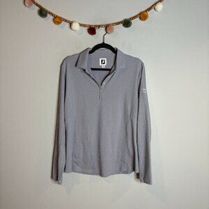 FootJoy grey polkadot golf logo long sleeve polo shirt